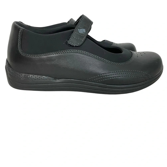 Drew Mary Jane Shoes Womens 9.5 W Wide Black Leather Cushion Sole Comfy Flats - Picture 2 of 13